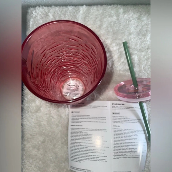💗Starbucks 2022 Fall ‘Hammered Begonia’ Pink Glass Cold Cup Tumbler - Picture 6 of 9